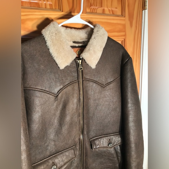 Men’s The Territory Ahead Leather Brown Sherpa Fur Lined Coat Mens Jacket Small - Picture 5 of 15